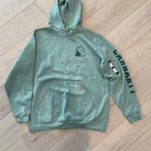 Carhartt Men's Sage Green Logo Hoodie